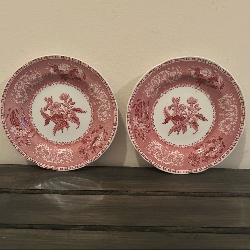 Spode Pink Camilla 6 1/8” Scalloped Edge Bread Plate (2)